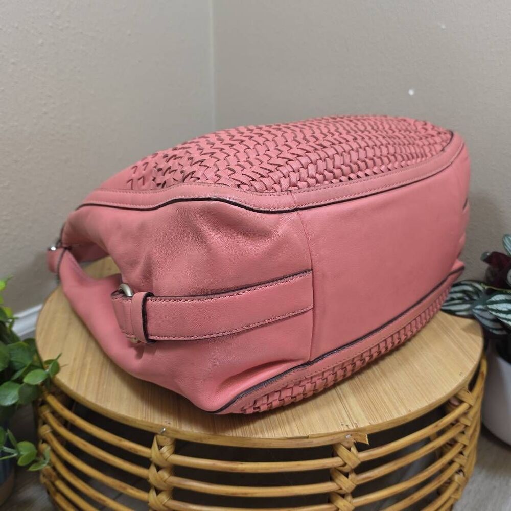 Coach Madison Maggie Woven Leather Shoulder Bag Salmon Pink F23385 Leather - Picture 10 of 16